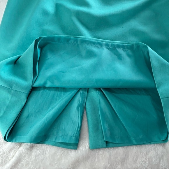 Black Label by Evan Picone Teal Sleeveless Fitted Zipper Midi Dress Size 12 - Picture 5 of 15